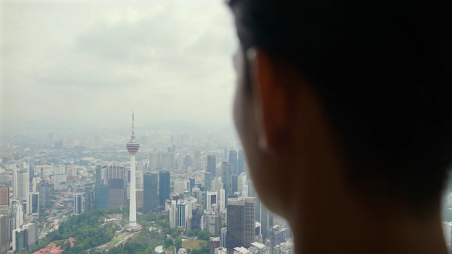 The city skyline from the room