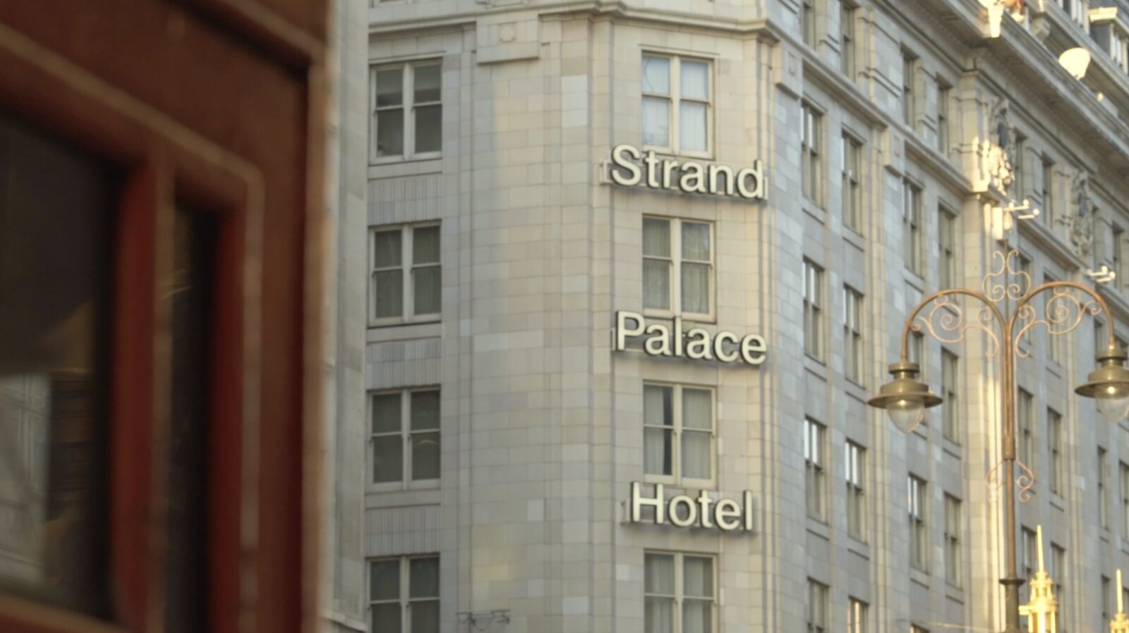 The Strand Palace sign, seen from the street
