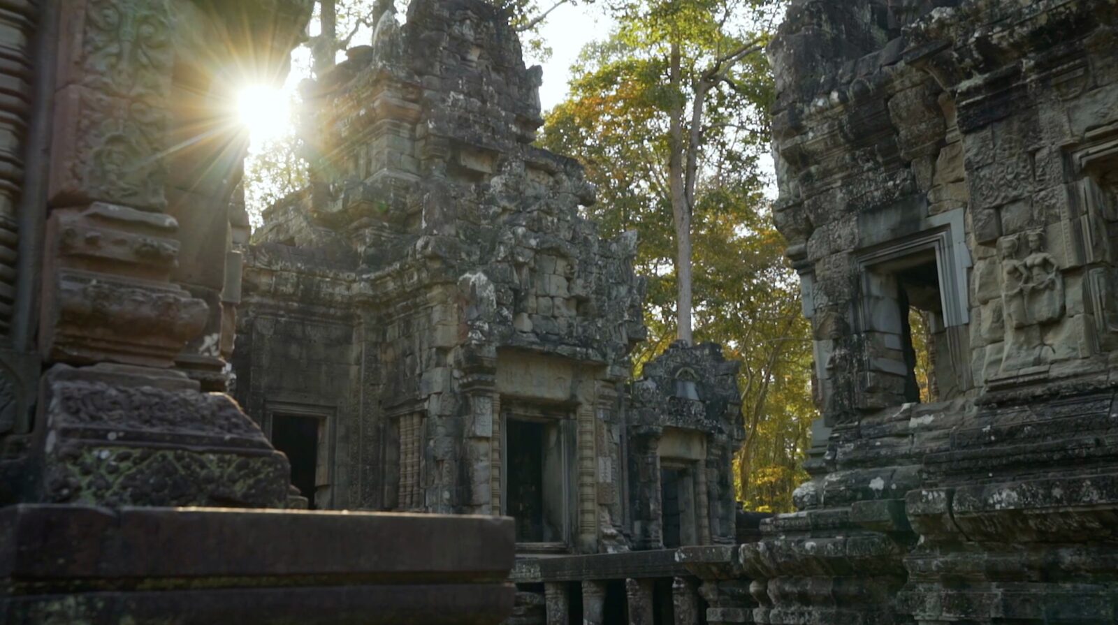 Temple stone in low sun