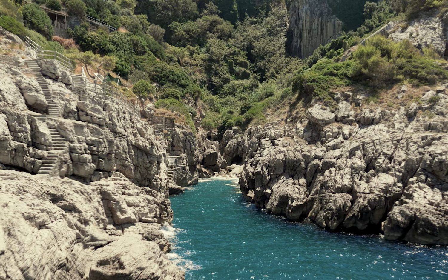 Worn stone steps down to the water, Sorrento Peninsula